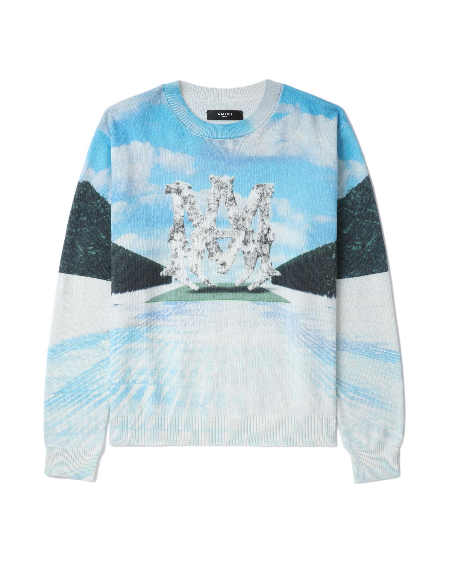 Printed runway logo knit sweater by AMIRI
