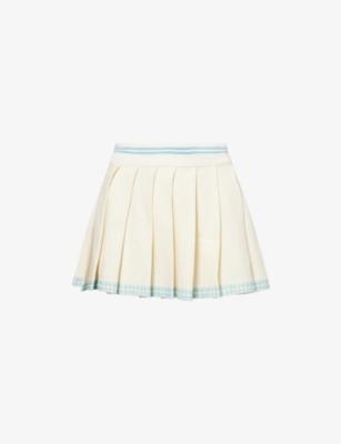 Quad Pleated Cotton Mini Skirt by AMIRI