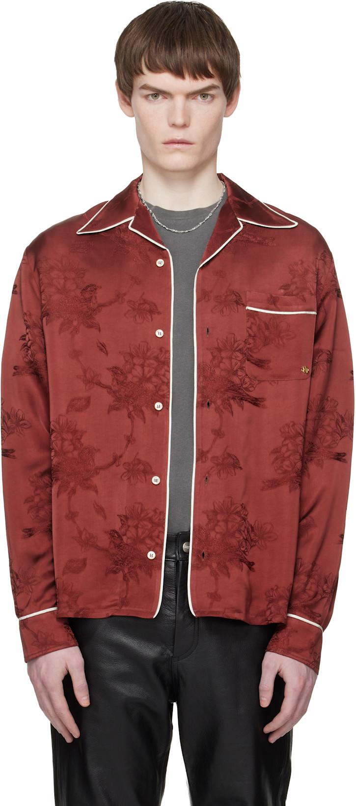 Red Floral Jacquard Pyjama Shirt by AMIRI