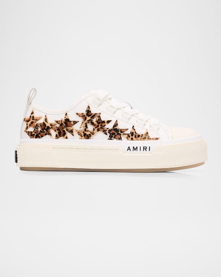 Stars Low-Top Leopard Calf Hair and Canvas Sneakers by AMIRI