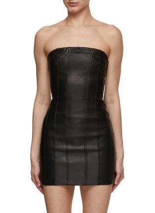 Strapless Leather Bustier Mini Dress by AMIRI