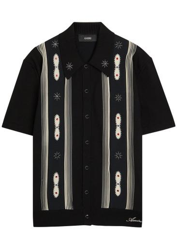 Striped embellished wool-blend shirt by AMIRI