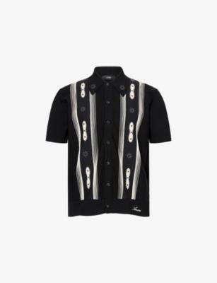 Stud Stripe Short-Sleeves Wool-Blend Shirt by AMIRI