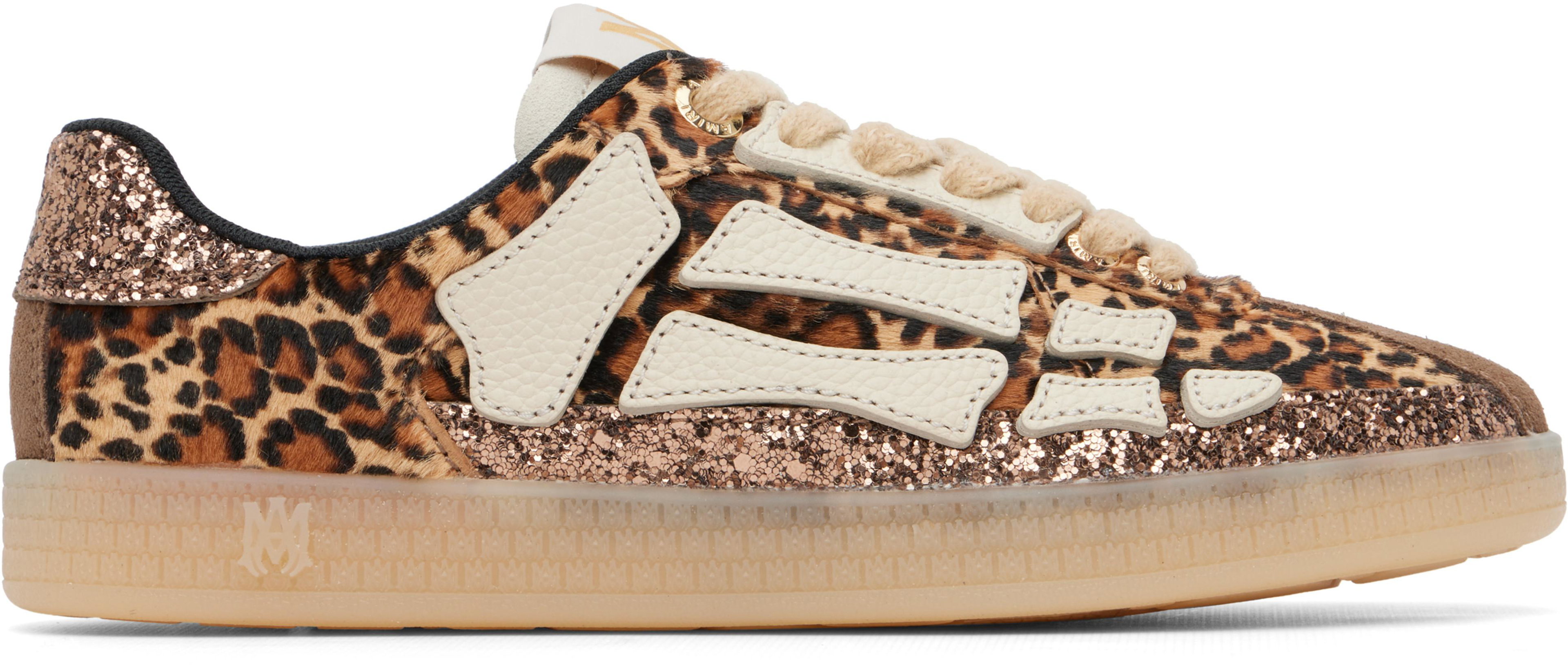 Tan Leopard Pacific Bones Sneakers by AMIRI