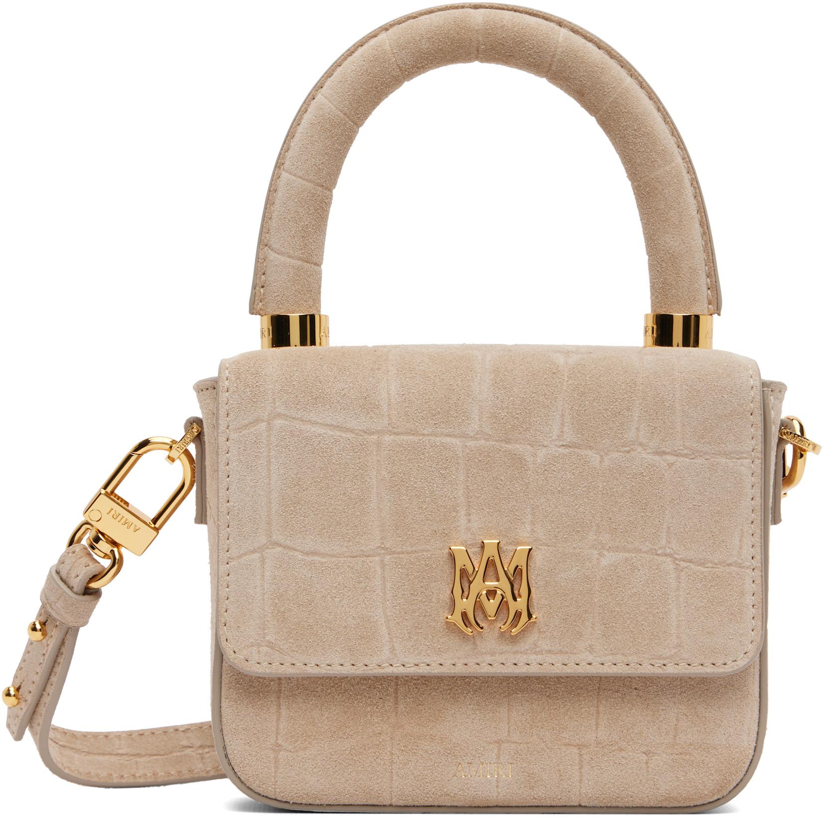Taupe Croc Suede Micro MA Bag by AMIRI