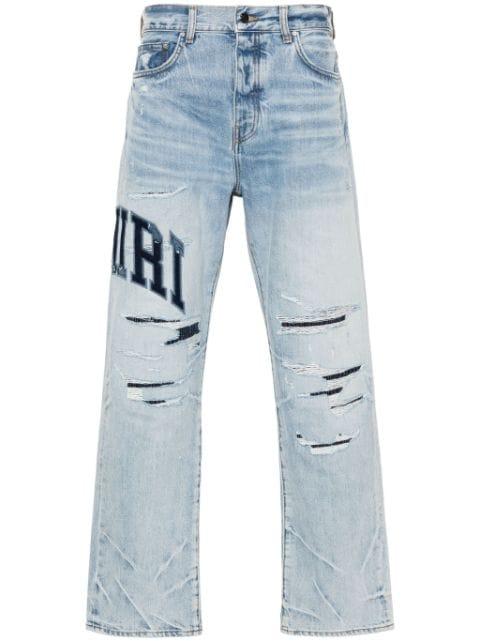Varsity Logo Repair mid-rise straight-leg jeans by AMIRI