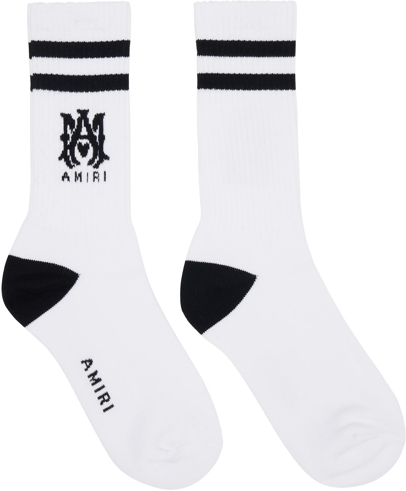 White 'MA' Core Logo Socks by AMIRI
