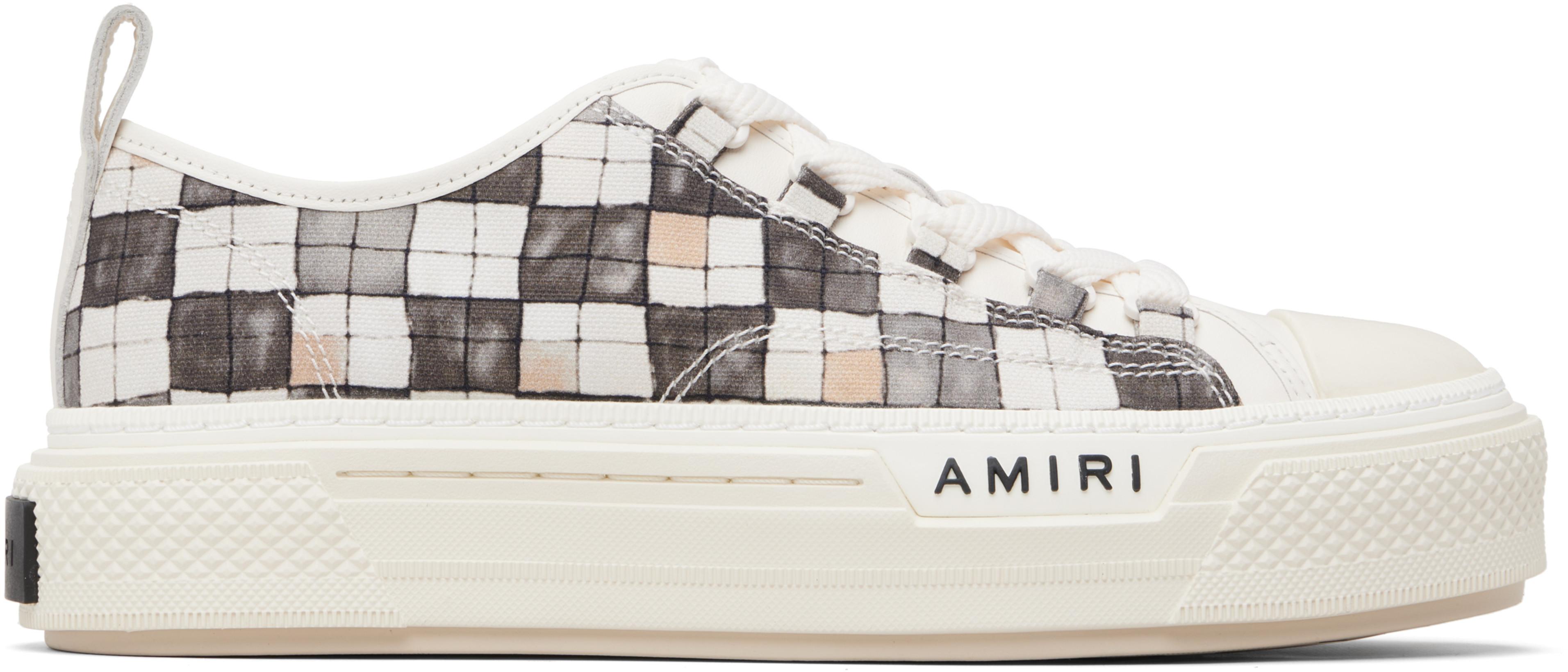 White & Gray Checkered Court Low Sneakers by AMIRI
