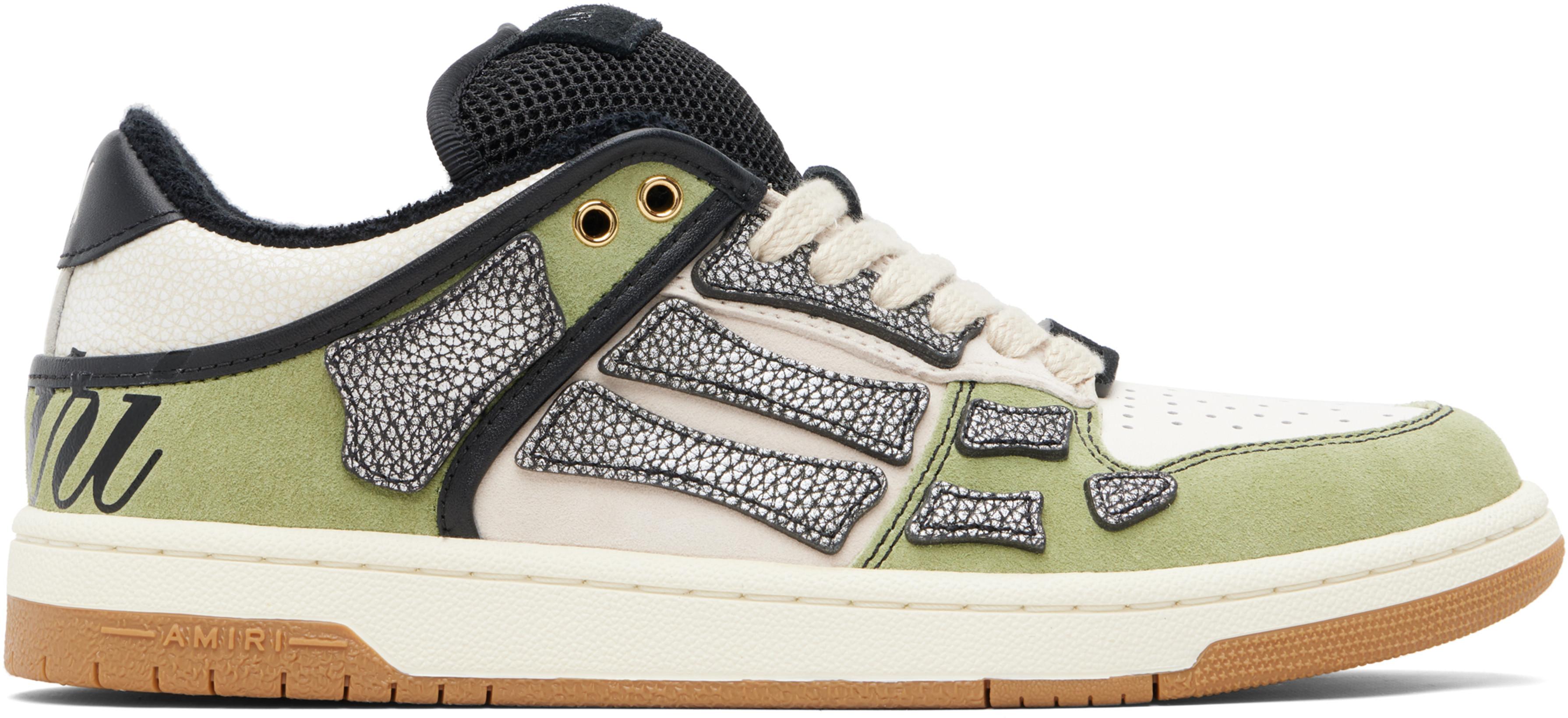 White & Green XL Skel Top Low Sneakers by AMIRI