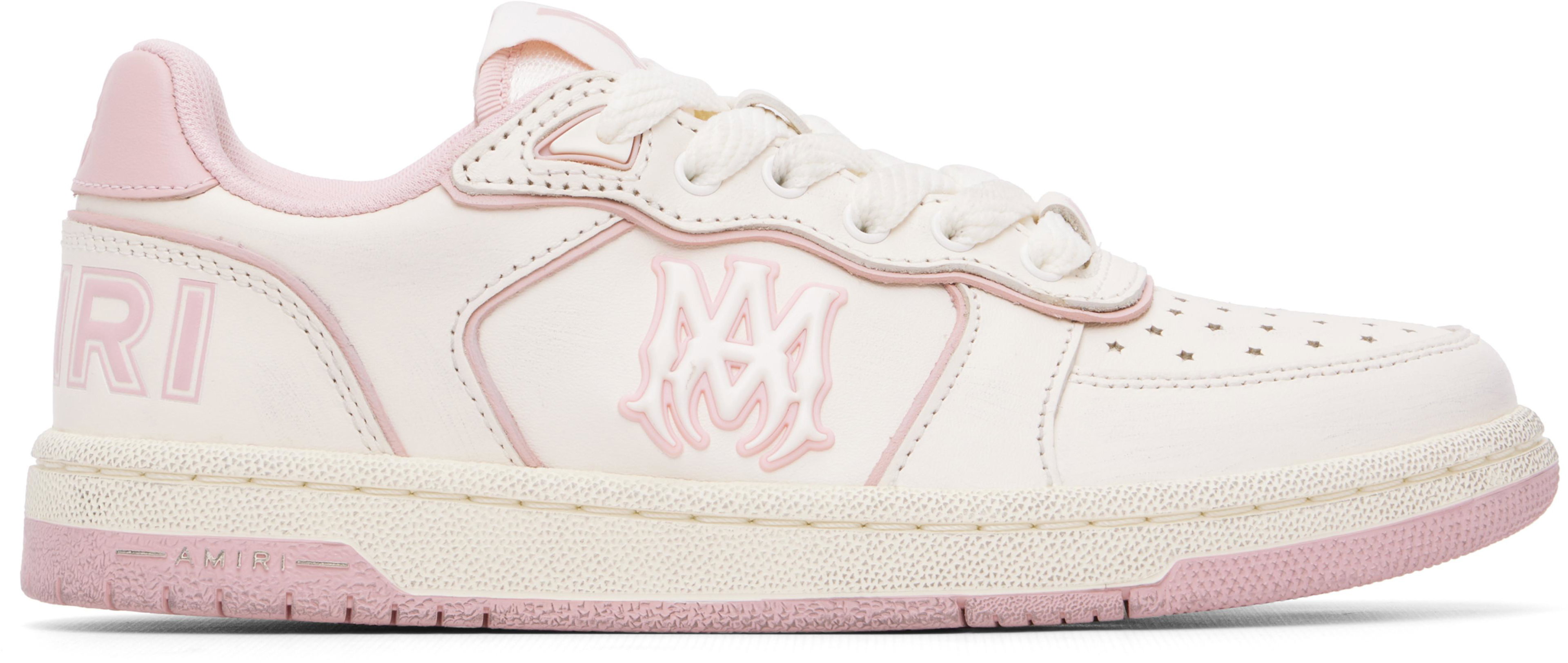 White & Pink Newport Sneakers by AMIRI