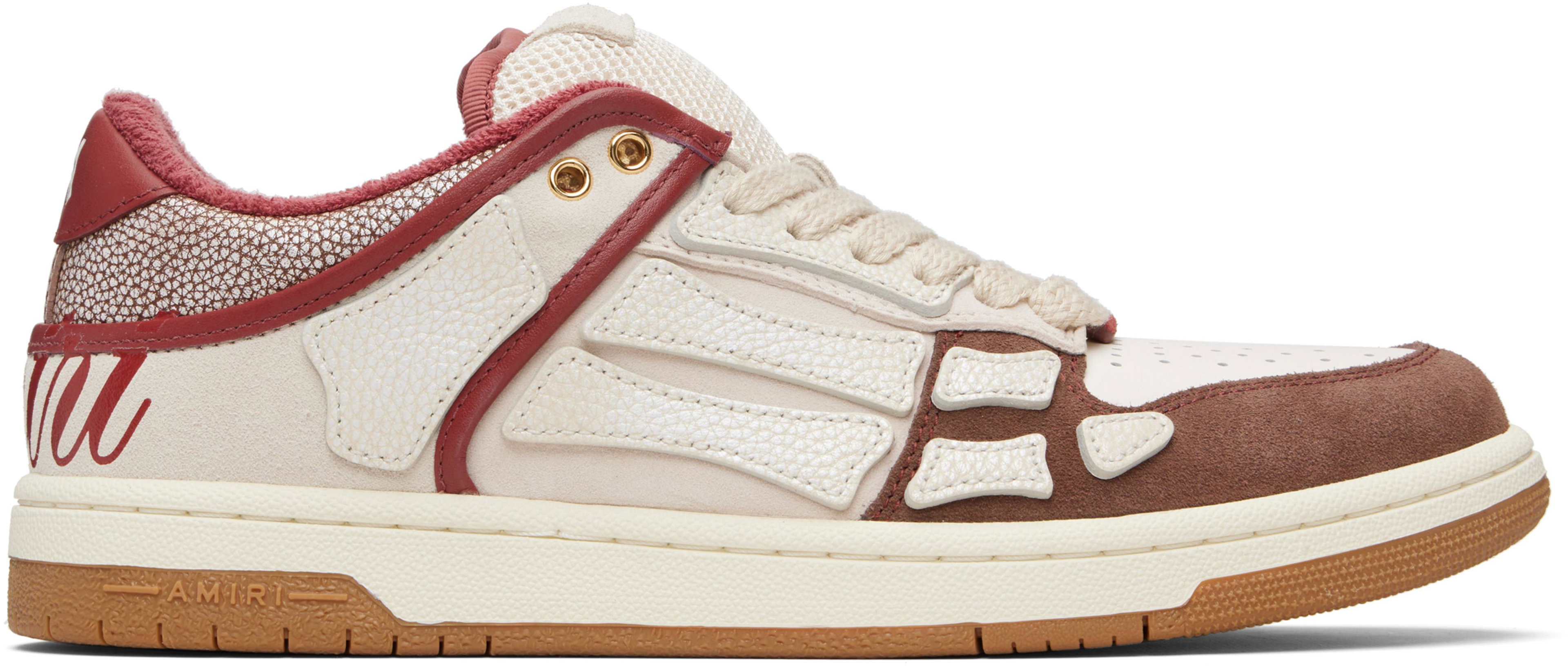 White & Red XL Skel Top Low Sneakers by AMIRI