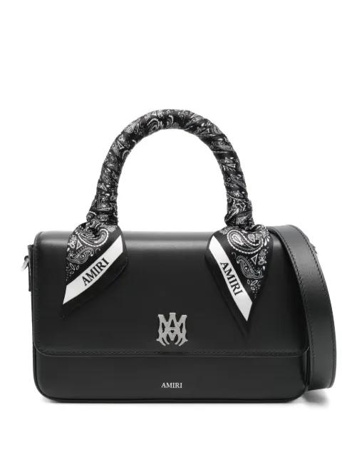 bandana-trimmed leather handbag by AMIRI