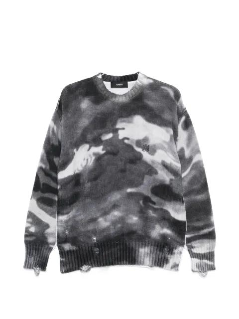 camouflage distressed sweater by AMIRI