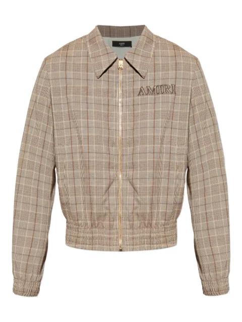 check-pattern embroidered-logo jacket by AMIRI