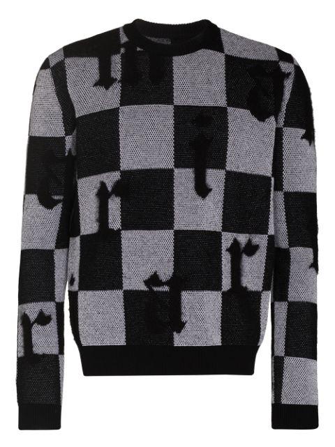checked two-tone cashmere jumper by AMIRI