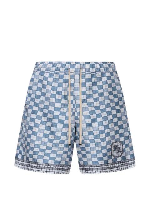 checkered logo shorts by AMIRI