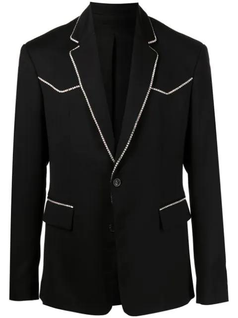 crystal-trim single-breasted blazer by AMIRI