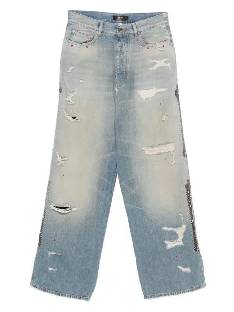 distressed embellished jeans by AMIRI