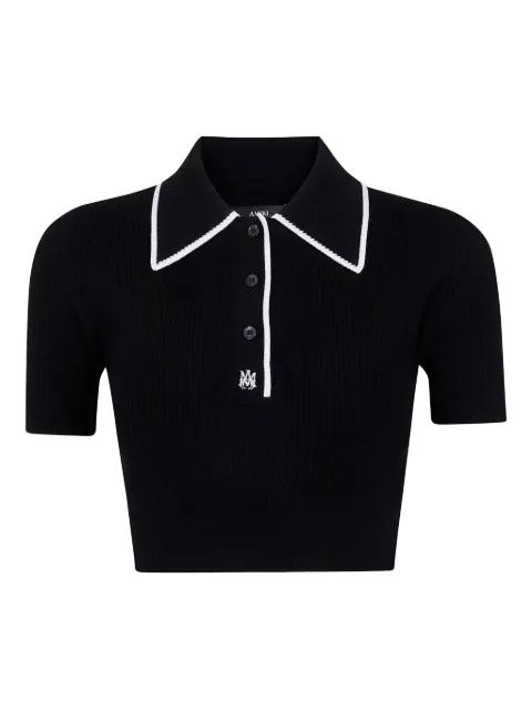 embroidered ribbed-knit polo top by AMIRI