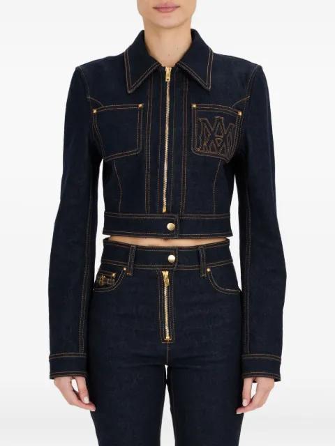 embroidered zip-front denim jacket by AMIRI