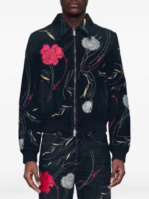 floral-embroidered denim jacket by AMIRI