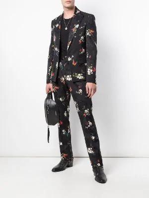 floral embroidered pleated trousers by AMIRI
