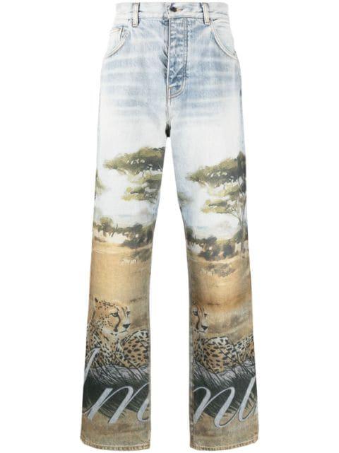 graphic-print cotton jeans by AMIRI