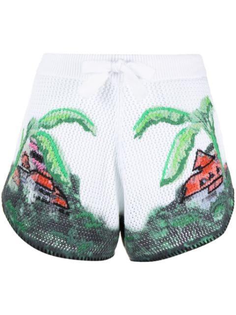 graphic-print crochet-knit shorts by AMIRI