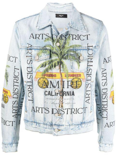 graphic-print distressed-effect denim jacket by AMIRI