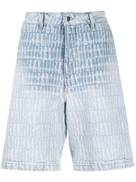 jacquard snap-off denim shorts by AMIRI