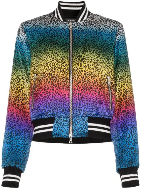 leopard rainbow bomber jacket by AMIRI