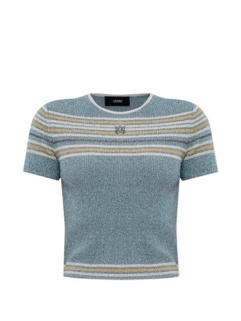 logo-embroidered striped  top by AMIRI