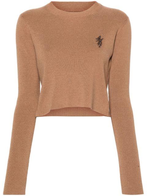 logo-embroidery cropped jumper by AMIRI