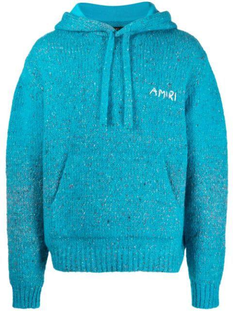 logo-embroidery knitted hoodie by AMIRI