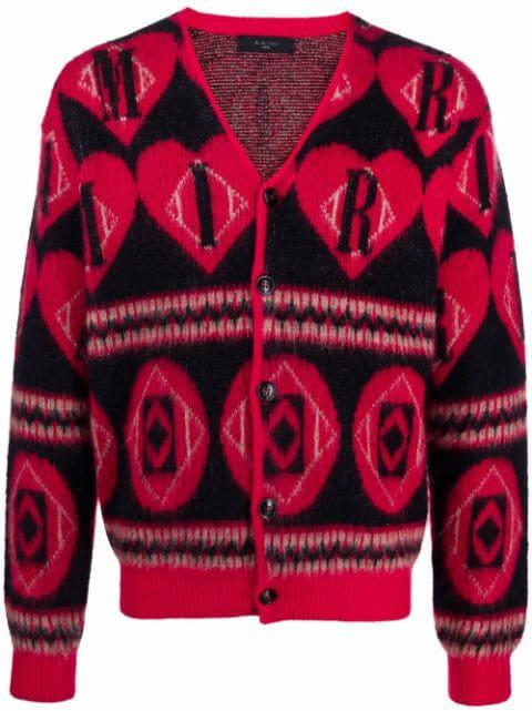 logo heart intarsia-knit cardigan by AMIRI