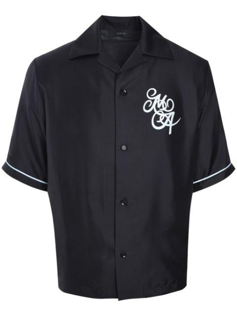 logo-print silk shirt by AMIRI