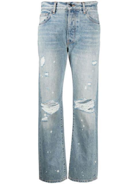 paint-splatter ripped-detail straight jeans by AMIRI