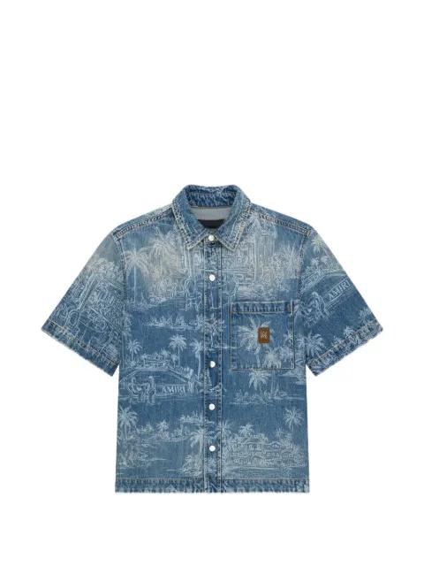 palms-print denim shirt by AMIRI