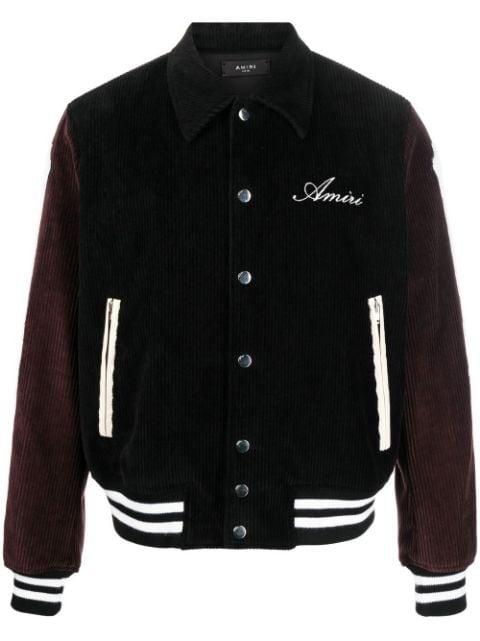 panelled corduroy varsity jacket by AMIRI