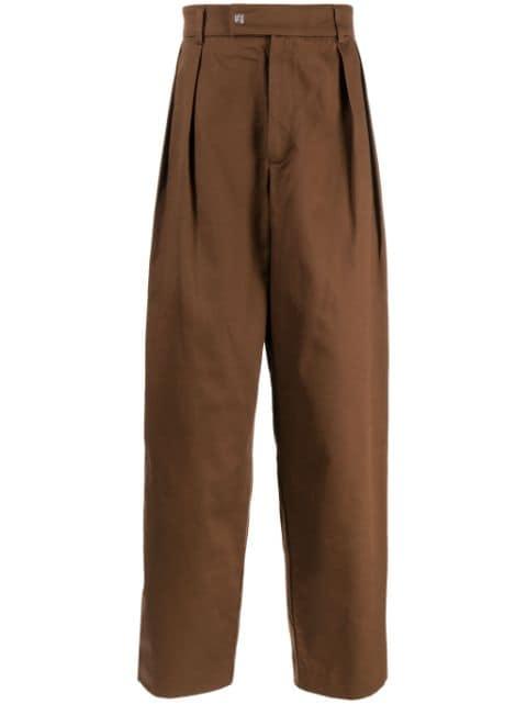 pleat-detailing cotton straight trousers by AMIRI