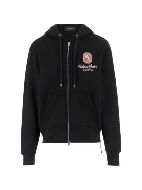 printed zip-up cotton hoodie by AMIRI
