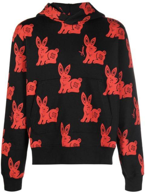 rabbit-motif cotton hoodie by AMIRI