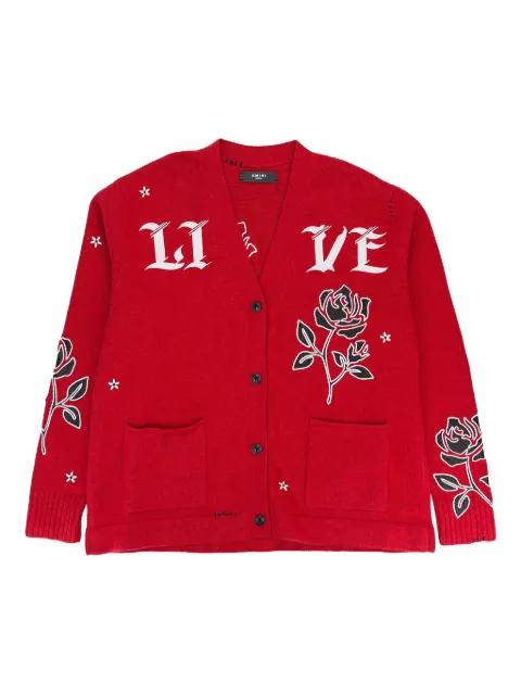 rose-appliqué cardigan by AMIRI