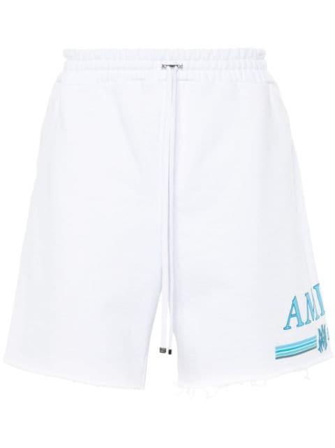 rubberised-logo cotton shorts by AMIRI