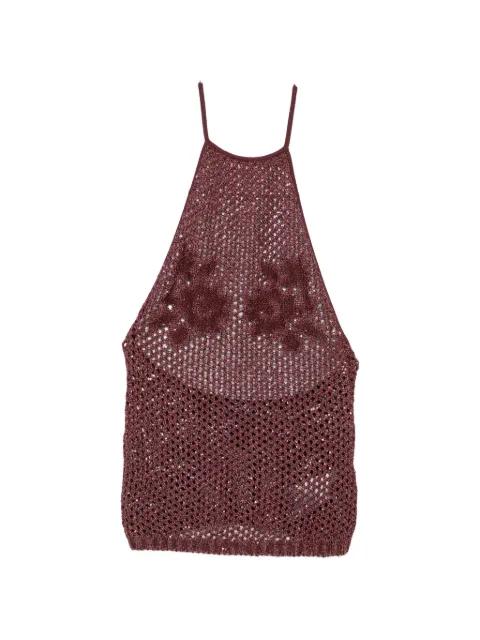 sequin-embellished open-knit top by AMIRI