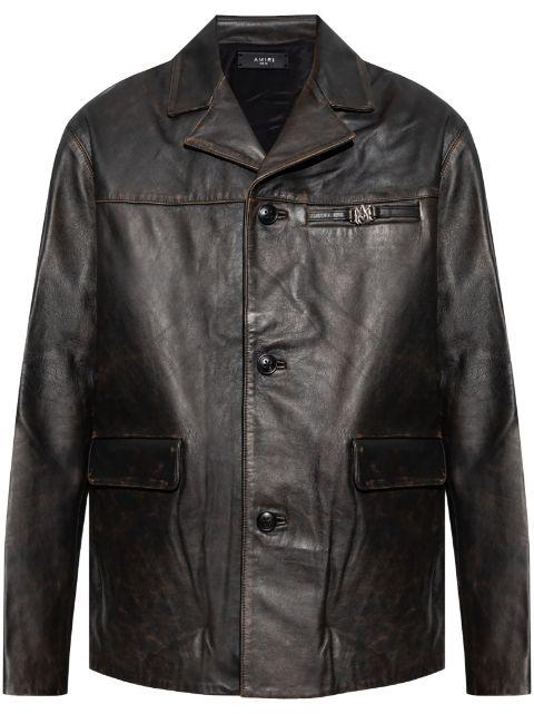 single-breasted leather jacket by AMIRI
