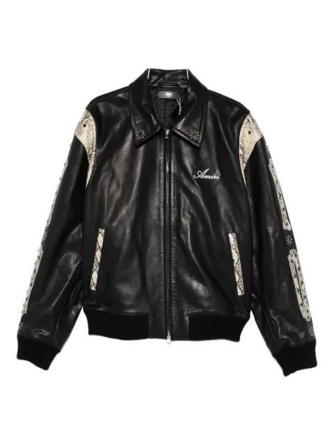 snakeskin-print embellished jacket by AMIRI