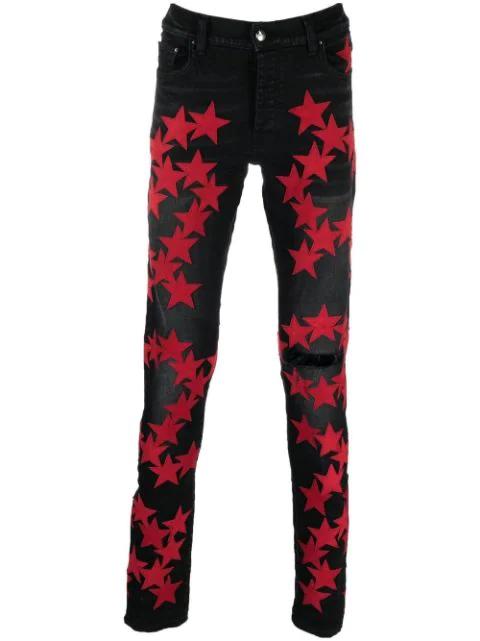 star-appliqué straight-leg jeans by AMIRI