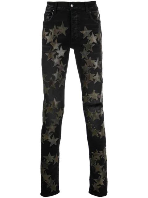 star-patch detail skinny jeans by AMIRI