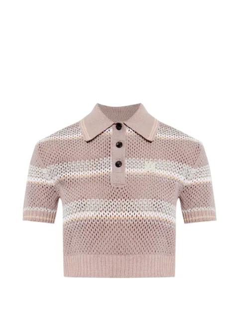 striped crochet-effect polo shirt by AMIRI